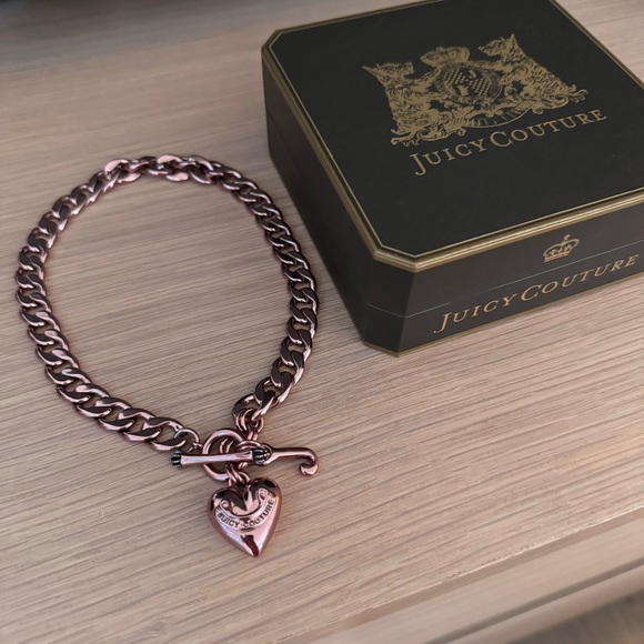 ✨RARE✨ Juicy Couture Rose Gold Puffed Heart Necklace with Original Box 💖 - Picture 1 of 10